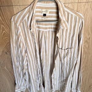 Universal Threads unisex Beige and White Striped Shirt